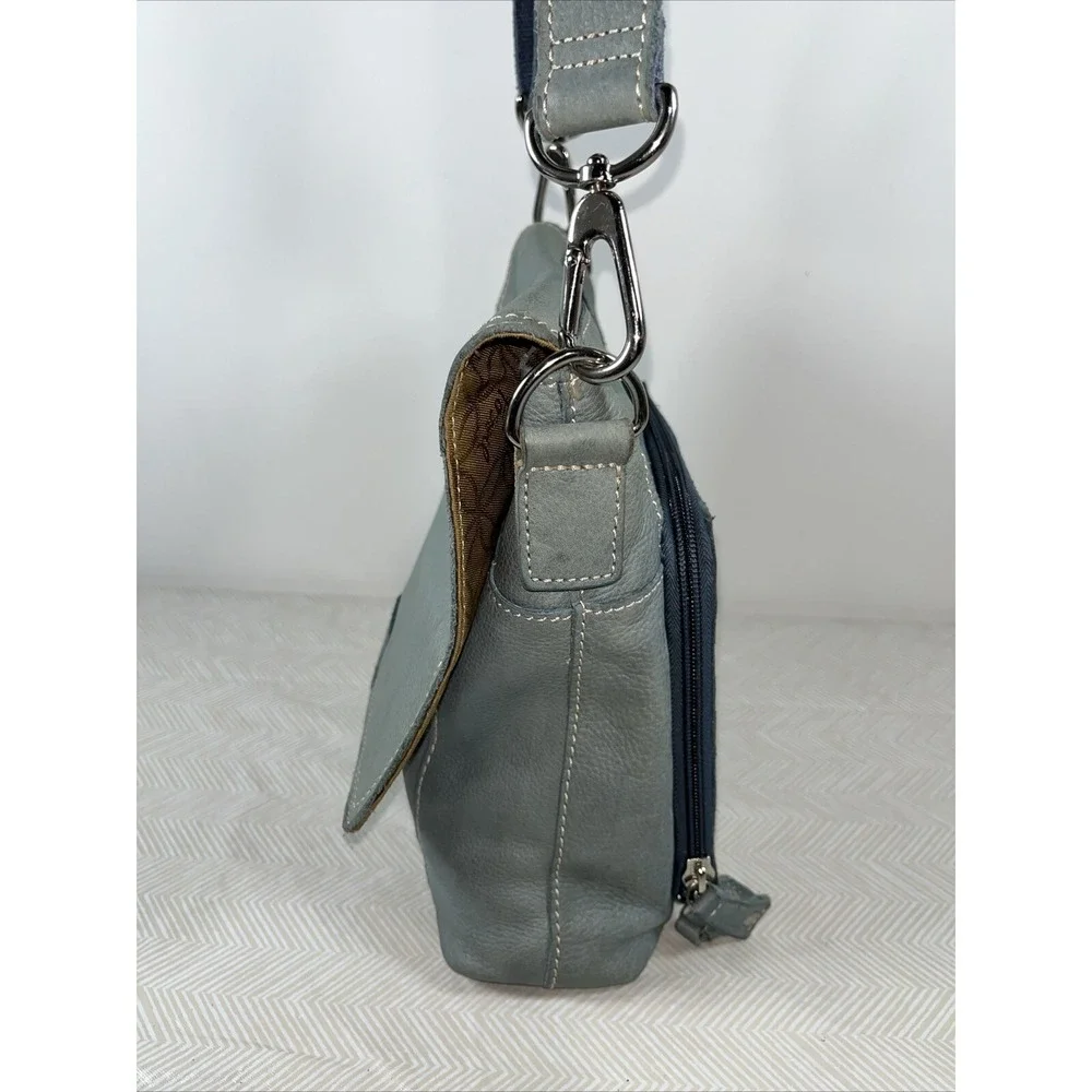 Fossil Leather Front‎ Pocket Back Wallet Crossbody Bag Soft Satchel Roomy Preppy